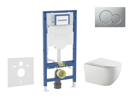 Geberit Duofix - Set předstěnové instalace, klozetu Gaia a sedátka softclose, tlačítko Sigma01, lakovaný matný chrom SANI11CA113