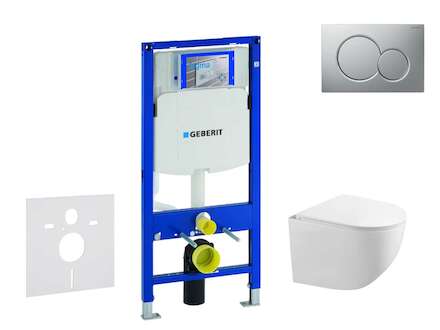 Geberit Duofix - Set předstěnové instalace, klozetu Gaia a sedátka softclose, tlačítko Sigma01, lakovaný matný chrom SANI11CA112