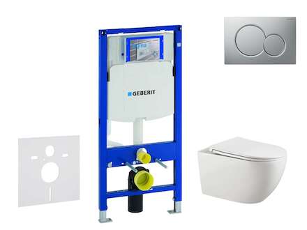 Geberit Duofix - Set předstěnové instalace, klozetu Gaia a sedátka softclose, tlačítko Sigma01, lakovaný matný chrom SANI11CA113