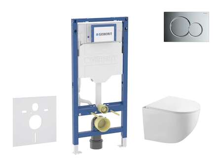 Geberit Duofix - Set předstěnové instalace, klozetu Gaia a sedátka softclose, tlačítko Sigma01, lesklý chrom SANI11CA1126B