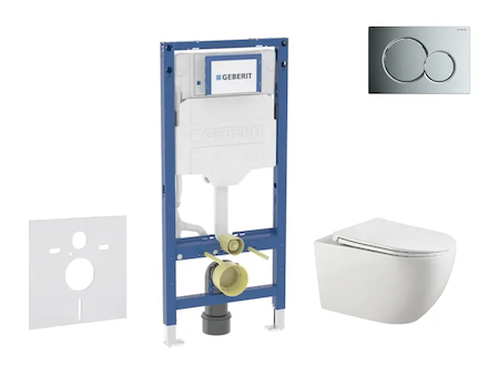 Geberit Duofix - Set předstěnové instalace, klozetu Gaia a sedátka softclose, tlačítko Sigma01, lesklý chrom SANI11CA1132B