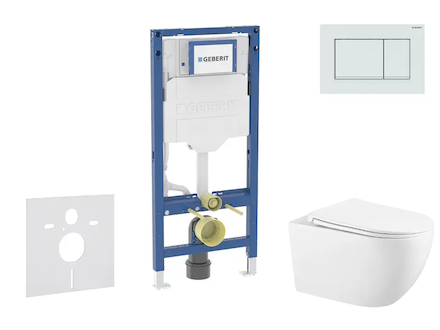 Geberit Duofix - Set předstěnové instalace, klozetu Gaia a sedátka softclose, tlačítko Sigma20, bílá/bílá mat SANI11CA3142B