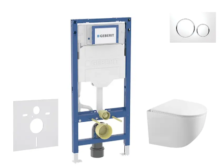 Geberit Duofix - Set předstěnové instalace, klozetu Gaia a sedátka softclose, tlačítko Sigma20, bílá/chrom SANI11CA3118B