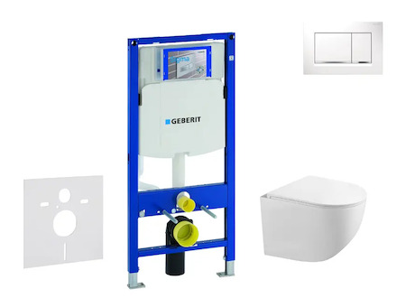 Geberit Duofix - Set předstěnové instalace, klozetu Gaia a sedátka softclose, tlačítko Sigma20, bílá/chrom SANI11CA3119