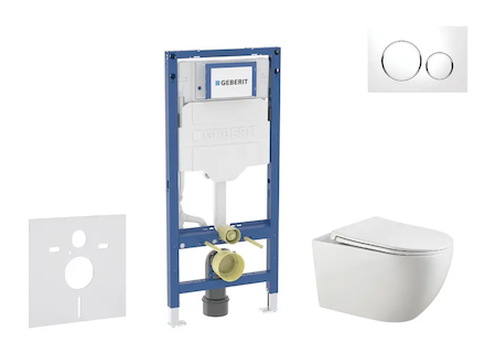 Geberit Duofix - Set předstěnové instalace, klozetu Gaia a sedátka softclose, tlačítko Sigma20, bílá/chrom SANI11CA3122B