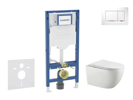 Geberit Duofix - Set předstěnové instalace, klozetu Gaia a sedátka softclose, tlačítko Sigma20, bílá/chrom SANI11CA3123B