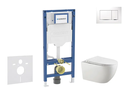 Geberit Duofix - Set předstěnové instalace, klozetu Gaia a sedátka softclose, tlačítko Sigma20, bílá/chrom SANI11CA3123B