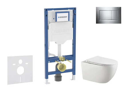 Geberit Duofix - Set předstěnové instalace, klozetu Gaia a sedátka softclose, tlačítko Sigma20, chrom/chrom mat SANI11CA1133B