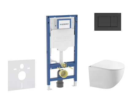 Geberit Duofix - Set předstěnové instalace, klozetu Gaia a sedátka softclose, tlačítko Sigma20, matná černá/černá SANI11CA5105B