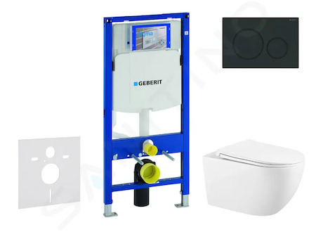 Geberit Duofix - Set předstěnové instalace, klozetu Gaia a sedátka softclose, tlačítko Sigma20, matná černá/černá SANI11CA5135