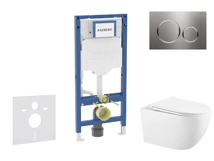 Geberit Duofix - Set předstěnové instalace, klozetu Gaia a sedátka softclose, tlačítko Sigma20, nerez SANI11CA6102B