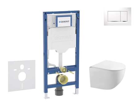 Geberit Duofix - Set předstěnové instalace, klozetu Gaia a sedátka softclose, tlačítko Sigma30, bílá/chrom SANI11CA3119B