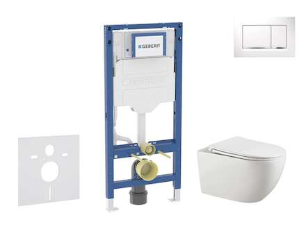 Geberit Duofix - Set předstěnové instalace, klozetu Gaia a sedátka softclose, tlačítko Sigma30, bílá/chrom SANI11CA3123B