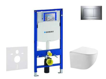 Geberit Duofix - Set předstěnové instalace, klozetu Gaia a sedátka softclose, tlačítko Sigma30, chrom/chrom mat SANI11CA1127