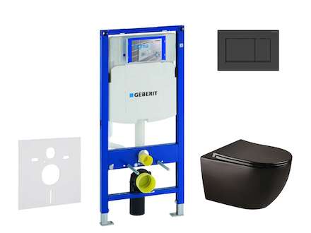 Geberit Duofix - Set předstěnové instalace, klozetu Gaia a sedátka softclose, tlačítko Sigma30, matná černá/černá SANI11CA5502