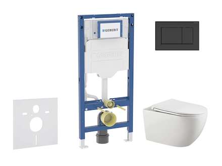 Geberit Duofix - Set předstěnové instalace, klozetu Gaia a sedátka softclose, tlačítko Sigma30, matná černá/černá SANI11CA5106B