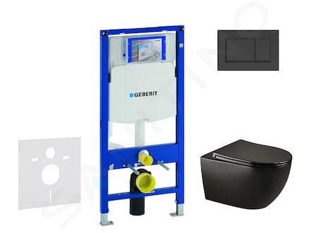 Geberit Duofix - Set předstěnové instalace, klozetu Gaia a sedátka softclose, tlačítko Sigma30, matná černá/černá SANI11CA5502
