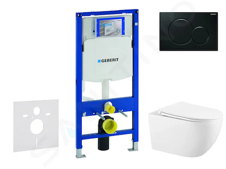 Geberit Duofix - Set předstěnové instalace, klozetu Gaia sedátka softclose, tlačítko Sigma01, černá SANI11CA5134