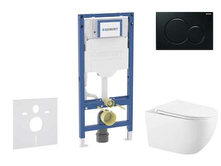 Geberit Duofix - Set předstěnové instalace, klozetu Gaia sedátka softclose, tlačítko Sigma01, černá SANI11CA5134B