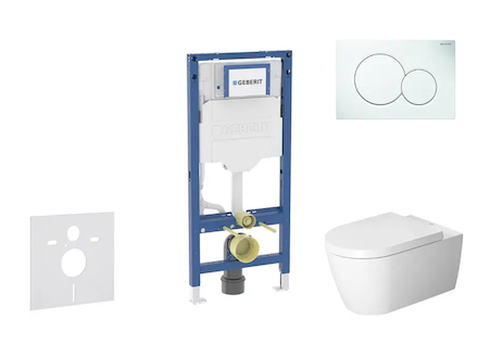 Geberit Duofix - Set předstěnové instalace, klozetu ME by Starck a sedátka softclose, tlačítko Sigma01, alpská bílá SANI11CP3108