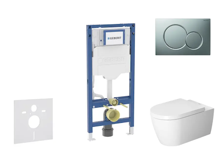 Geberit Duofix - Set předstěnové instalace, klozetu ME by Starck a sedátka softclose, tlačítko Sigma01, matný chrom SANI11CP2110