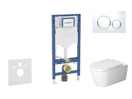 Geberit Duofix - Set předstěnové instalace, klozetu ME by Starck a sedátka softclose, tlačítko Sigma20, bílá/lesklý chrom SANI11