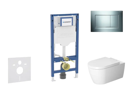 Geberit Duofix - Set předstěnové instalace, klozetu ME by Starck a sedátka softclose, tlačítko Sigma20, lesklý chrom/matný chrom