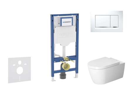 Geberit Duofix - Set předstěnové instalace, klozetu ME by Starck a sedátka softclose, tlačítko Sigma30, bílá/lesklý chrom SANI11