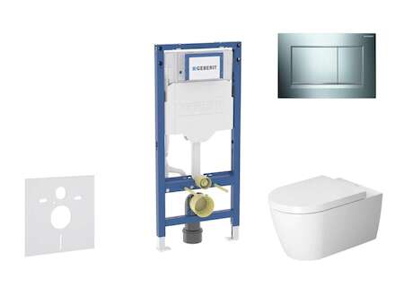 Geberit Duofix - Set předstěnové instalace, klozetu ME by Starck a sedátka softclose, tlačítko Sigma30, lesklý chrom/matný chrom