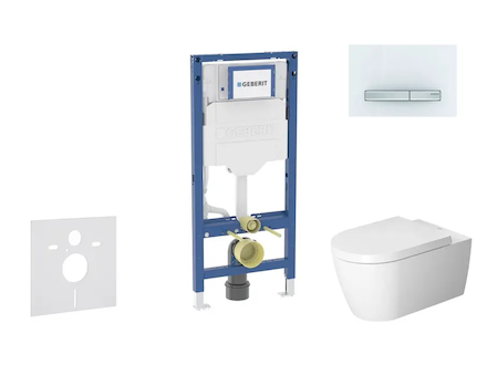Geberit Duofix - Set předstěnové instalace, klozetu ME by Starck a sedátka softclose, tlačítko Sigma50, alpská bílá SANI11CP3115