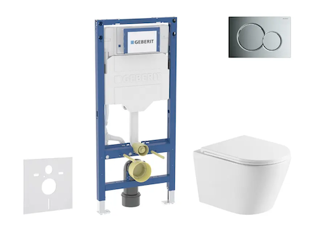 Geberit Duofix - Set předstěnové instalace, klozetu Nefia a sedátka softclose, tlačítko Sigma01, lesklý chrom SANI11CA1161