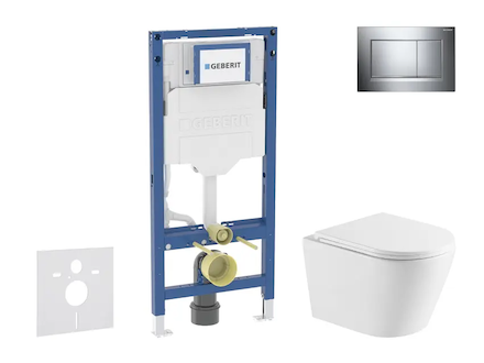 Geberit Duofix - Set předstěnové instalace, klozetu Nefia a sedátka softclose, tlačítko Sigma20, chrom SANI11CA1162