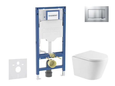 Geberit Duofix - Set předstěnové instalace, klozetu Nefia a sedátka softclose, tlačítko Sigma20, lakovaný chrom mat/chrom SANI11