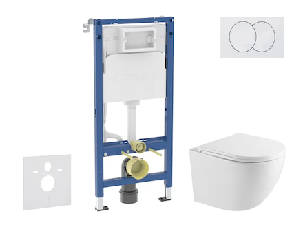 Geberit Duofix - Set předstěnové instalace, klozetu Oudee a sedátka softclose, tlačítko Delta, bílá SANI11CA31102