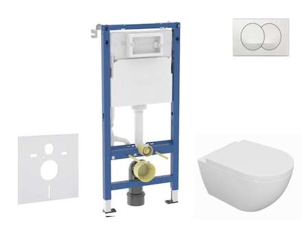 Geberit Duofix - Set předstěnové instalace, klozetu Oudee a sedátka softclose, tlačítko Delta, bílá SANI11CA3128B