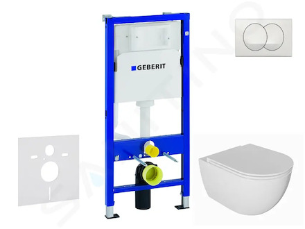 Geberit Duofix - Set předstěnové instalace, klozetu Oudee a sedátka softclose, tlačítko Delta, bílá SANI11CA3136