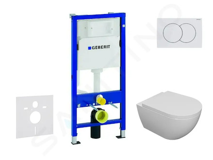 Geberit Duofix - Set předstěnové instalace, klozetu Oudee a sedátka softclose, tlačítko Delta01, alpská bílá SANI11CA3102