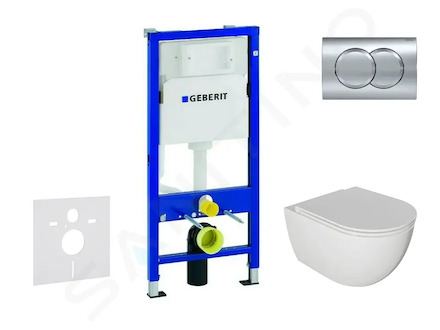Geberit Duofix - Set předstěnové instalace, klozetu Oudee a sedátka softclose, tlačítko Delta01, lesklý chrom SANI11CA1124
