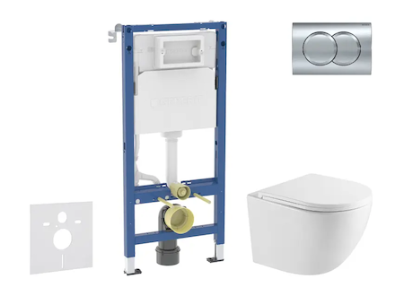Geberit Duofix - Set předstěnové instalace, klozetu Oudee a sedátka softclose, tlačítko Delta01, lesklý chrom SANI11CA1160
