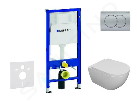 Geberit Duofix - Set předstěnové instalace, klozetu Oudee a sedátka softclose, tlačítko Delta01, matný chrom SANI11CA1105
