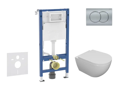 Geberit Duofix - Set předstěnové instalace, klozetu Oudee a sedátka softclose, tlačítko Delta01, matný chrom SANI11CA1105B