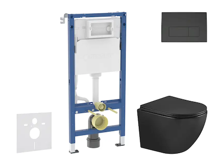 Geberit Duofix - Set předstěnové instalace, klozetu Oudee a sedátka softclose, tlačítko Delta50, matná černá SANI11CA5507
