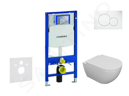 Geberit Duofix - Set předstěnové instalace, klozetu Oudee a sedátka softclose, tlačítko Sigma01, alpská bílá SANI11CA3100