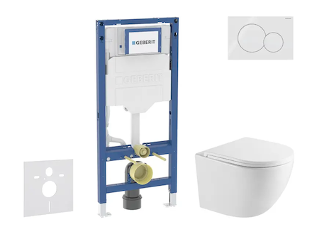 Geberit Duofix - Set předstěnové instalace, klozetu Oudee a sedátka softclose, tlačítko Sigma01, alpská bílá SANI11CA3195