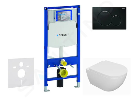 Geberit Duofix - Set předstěnové instalace, klozetu Oudee a sedátka softclose, tlačítko Sigma01, černá SANI11CA5107