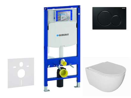 Geberit Duofix - Set předstěnové instalace, klozetu Oudee a sedátka softclose, tlačítko Sigma01, černá SANI11CA5133