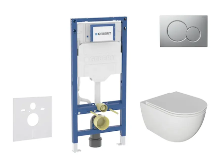 Geberit Duofix - Set předstěnové instalace, klozetu Oudee a sedátka softclose, tlačítko Sigma01, lakovaný matný chrom SANI11CA11