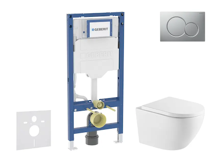 Geberit Duofix - Set předstěnové instalace, klozetu Oudee a sedátka softclose, tlačítko Sigma01, lakovaný matný chrom SANI11CA21