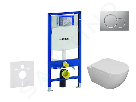 Geberit Duofix - Set předstěnové instalace, klozetu Oudee a sedátka softclose, tlačítko Sigma01, lakovaný matný chrom SANI11CA11