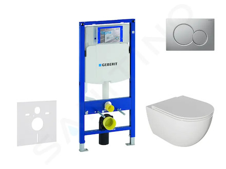 Geberit Duofix - Set předstěnové instalace, klozetu Oudee a sedátka softclose, tlačítko Sigma01, lakovaný matný chrom SANI11CA11